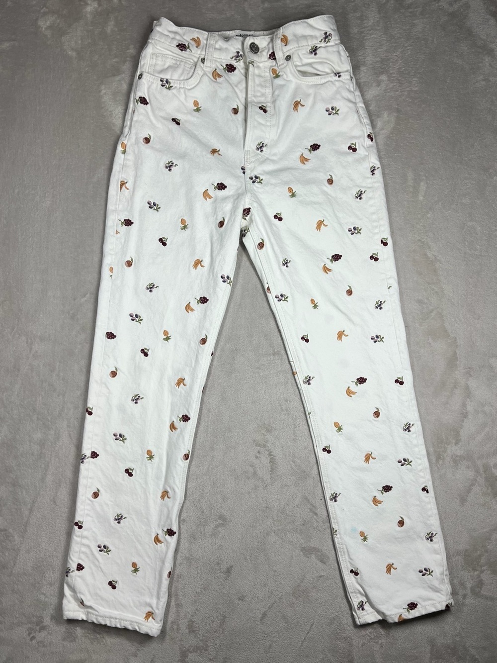 Reformation Jeans Cynthia Fruitloops Embroidered High Rise Straight Jeans 24
